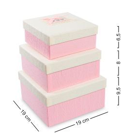 WF-30-A Набор коробок из 3шт «Прямоугольник» цв.розов./крем.