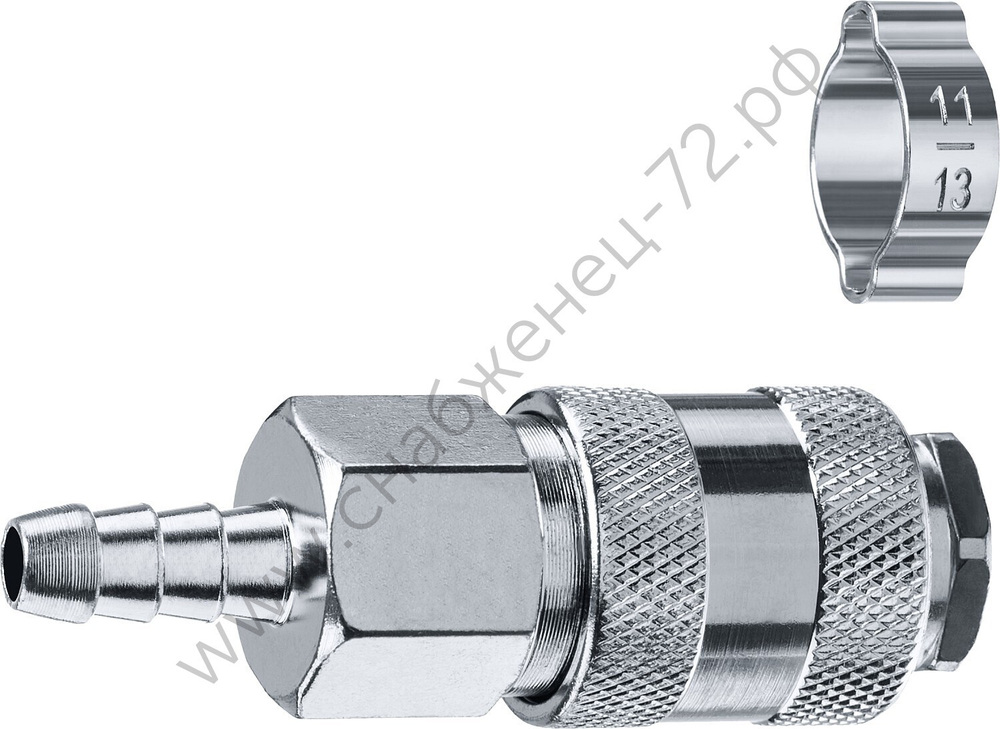 ЗУБР штуцер ″елочка″, 8 мм - рапид муфта, переходник с обжимным хомутом, Профессионал (64917-08)