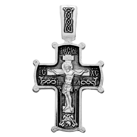 Крест из серебра/Частичное чернение/Николай Чудотворец