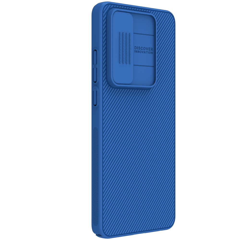 Чехол синего цвета от Nillkin с защитной шторкой для камеры на OnePlus Nord CE4 Lite, серии CamShield Case