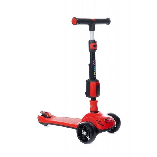 Самокат-беговел 3 в 1 Scooter Micar Transformer складной со светящимися колесами, сиденьем и родительской ручкой черно-красный