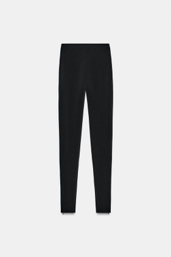 ZARA ЛЕГИНСЫ ИЗ КРЕПА С МОЛНИЕЙ, ЧЕРНЫЙ