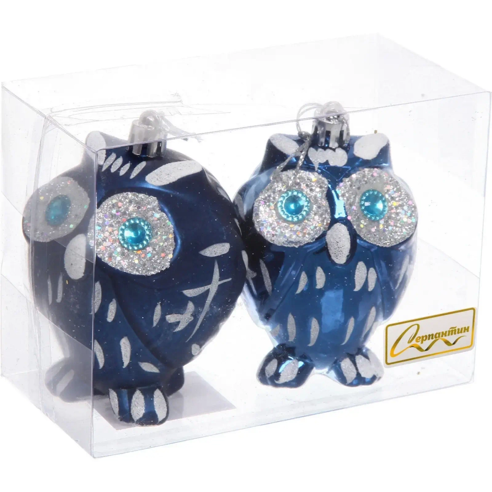 Елочные игрушки «Brilliant Owl» 8 см (набор 2 шт), Сапфир