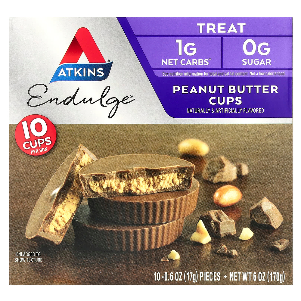 Atkins, Endulge ™, Treat, чашки с арахисовой пастой, 10 чашек по 17 г (0,6 унции)