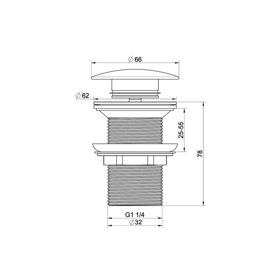 Донный клапан для раковины 1 1/4 WONZON & WOGHAND, Темный графит (WW-88SS02-BGM)