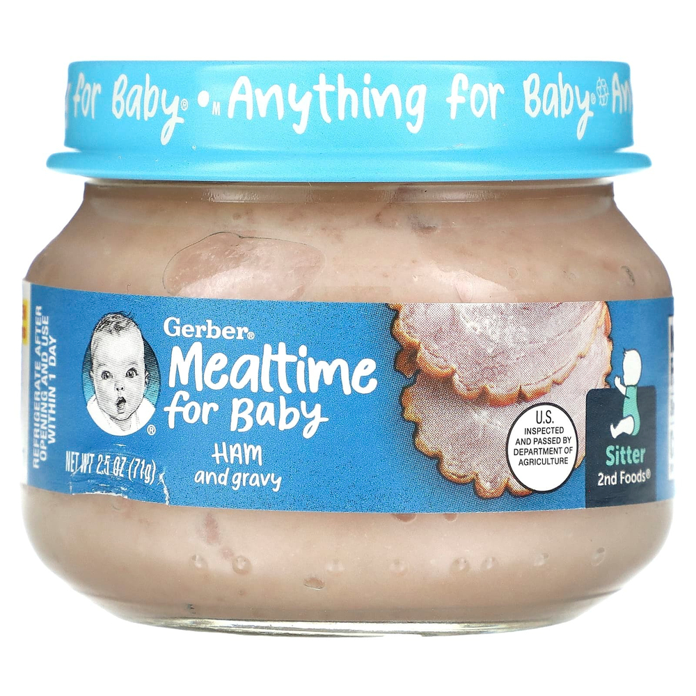 Gerber, Mealtime, для малышей, 2nd Foods, с ветчиной и подливой, 71 г (2,5 унции)