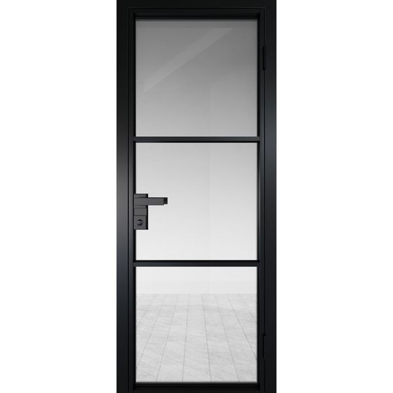 Алюминиевая дверь 13AG чёрная матовая RAL9005 остеклённая
