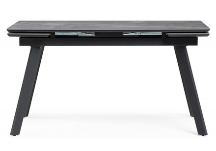 Керамический стол Woodville Норман 140(200)х80 серый мрамор larka grey, черный, ножки черные