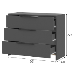 Комод 3 ящика Камелия 1, Графит