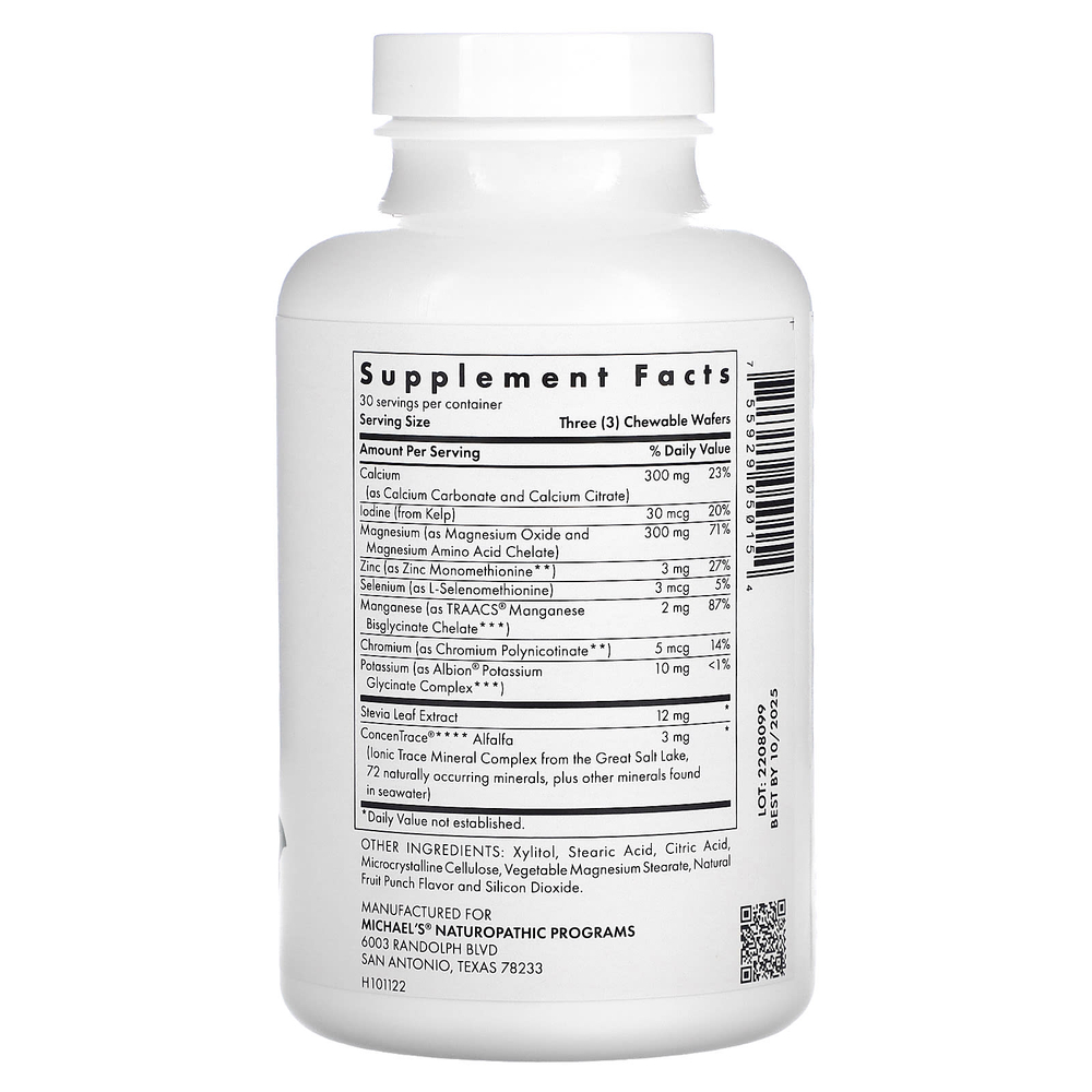 Michael's Health, Жевательные минералы, натуральный фруктовый пунш, 90 жевательных веганских вафель