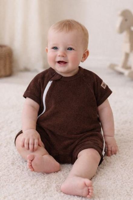 Махровый полукомбинезон-песочник на молнии RinaAmari Шоколад