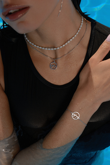 Браслет из серебра с подвеской "Горы"