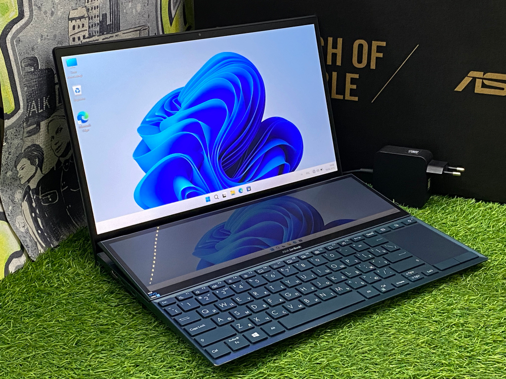 Ноутбук Asus 14' Touch screen i7-1165G7/FHD IPS + ScreenPad Plus/16GB/1TB/Iris XE/ ZenBook DUO 14[UX482EA-HY222T]/Windows 11