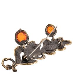 AM- 926 Брошь «Желуди» (латунь, янтарь)