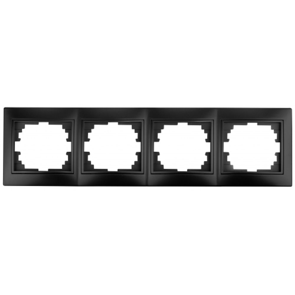 Рамка для розеток и выключателей Intro Plano 1-504-05 на 4 поста горизонтальная, СУ, антрацит