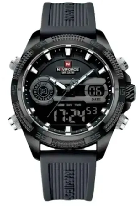 Часы наручные кварцевые NAVIFORCE на силиконовом ремешке, черный W8790-01