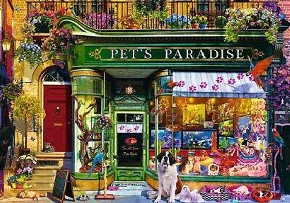 Pazl \ Puzzle \ Пазлы Puzzles - "1000 Premium Plus" - Tea Time: Pet's Paradise