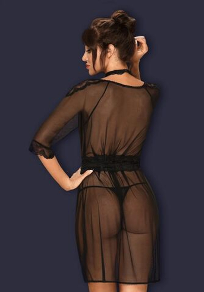 Оригинальный пеньюар Lucita с цветочным орнаментом (Размер: L-XL) (Цвет: черный)