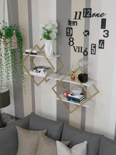 Набор полок ромб настенных злато-белых  - ЗБ