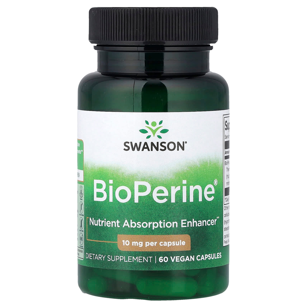 Swanson Vitamins, BioPerine®, 10 мг, 60 веганских капсул