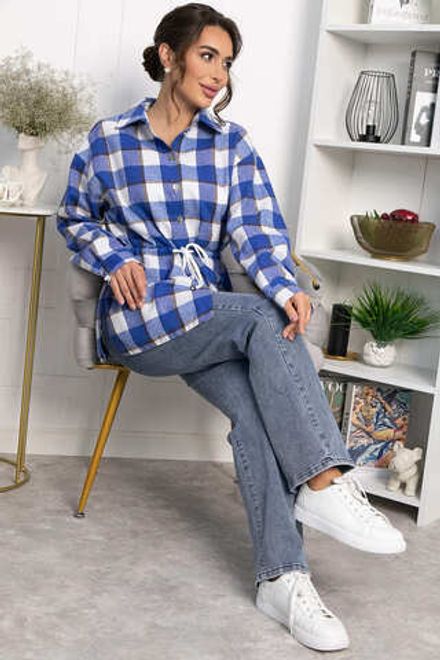 Рубашка хлопковая Джанет (электрик/белая) Б14271-4М LT Collection