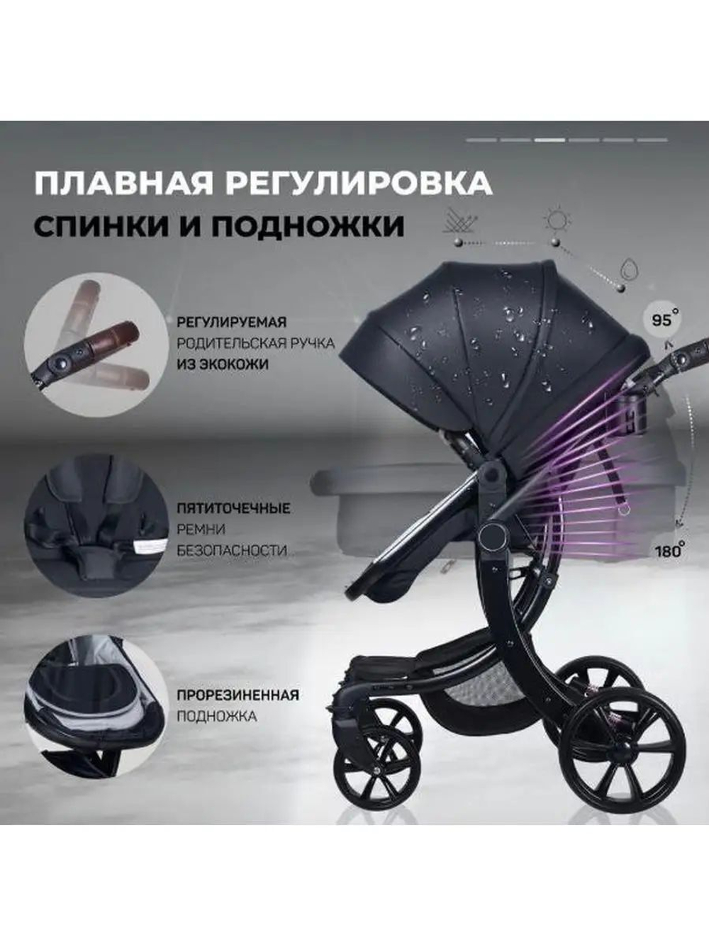 Коляска-трансформер 2 в 1 LUXMOM 608-2 / Коричневая Экокожа