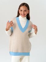 Жилетка для девочки в школу AT953 темно-бежевый