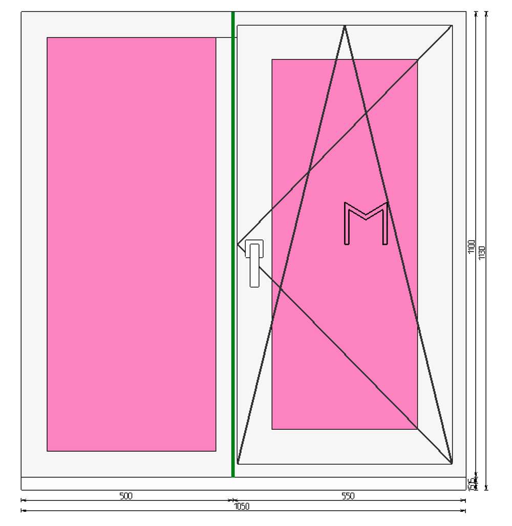 Пластиковое окно 1100 х 1050 ТермА Эко + Москитная сетка