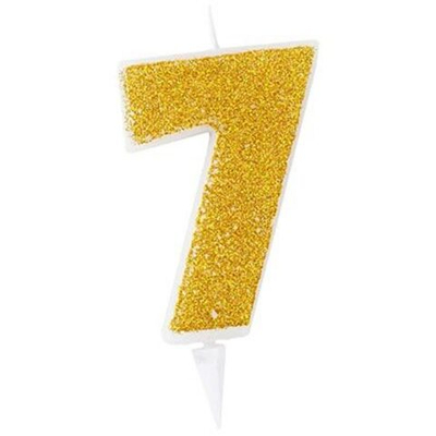 Свеча -цифра 7 Золотая Глиттер 6см