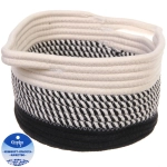 Корзинка плетёная интерьерная с ручками «ТРЕГОРИЯ», цвет чёрный/белый, 23*14см, (лейбл селфи)