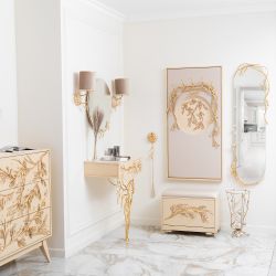 Банкетка Oliva Branch (Олива Бранч) Айвори Мраморное золото