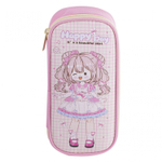 Пенал - косметичка Alingar, ПВХ/ткань, молния, 1 откидная планка, 210 х 90 х 45 мм, "Happy Day" девочка, микс (розовый, фиолет, св-роз), европодвес