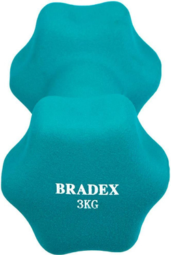 Набор гантелей неопреновых по 3 кг, голубые, 2 шт