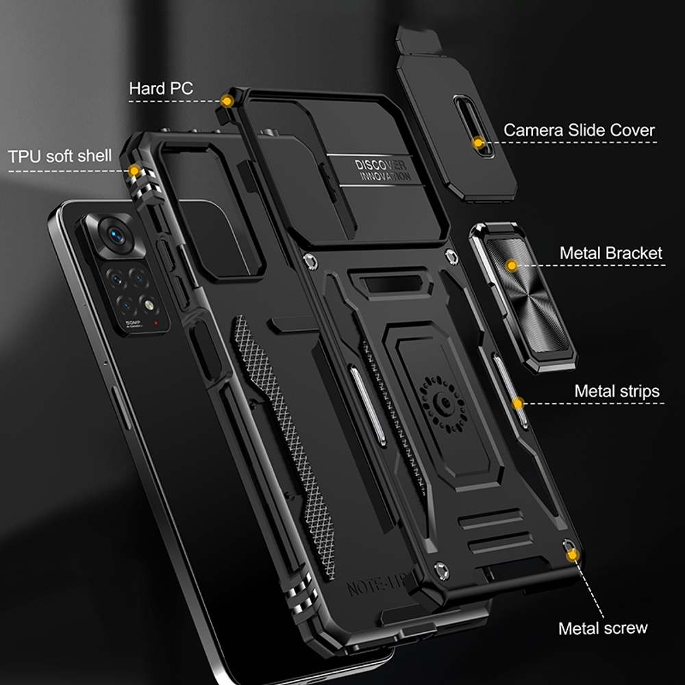 Чехол Safe Case с кольцом и защитой камеры для Xiaomi Redmi Note 11 Pro