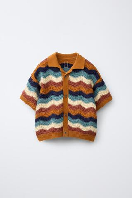 ZARA РУБАШКА ИЗ КРУЖЕВА КРОШЕ, РАЗНОЦВЕТНЫЙ