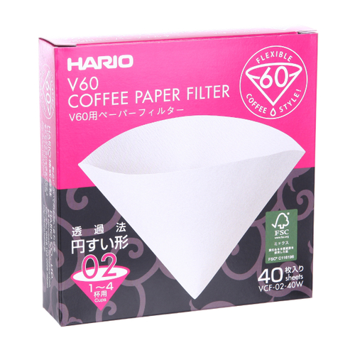 Фильтры Hario V60 бумажные, картонная коробка, VCF-02-40W,40 шт