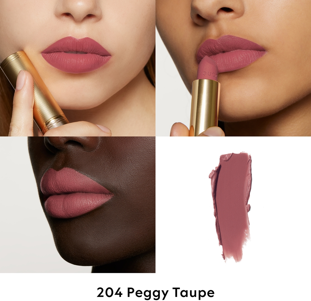 Gucci Gucci Beauty Rouge a Levres Matte Lipstick - Матовая помада оттенок 204 Peggy Taupe, 3 g
