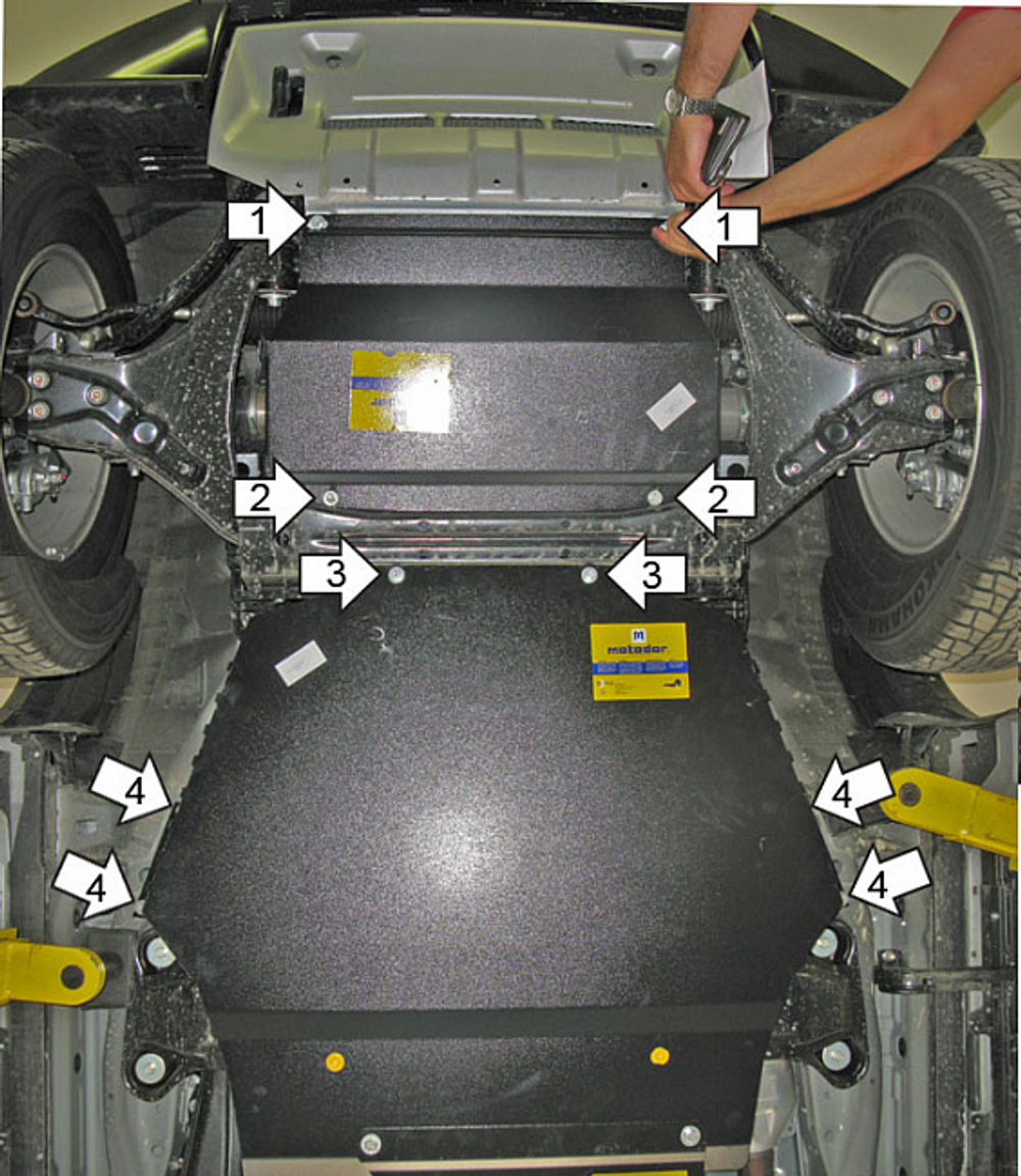 Защита картера Двигателя, КПП. 3 мм, Сталь. для Mitsubishi Pajero IV 2012-2020, Mitsubishi Pajero IV 2006-2012 MOTODOR.11320