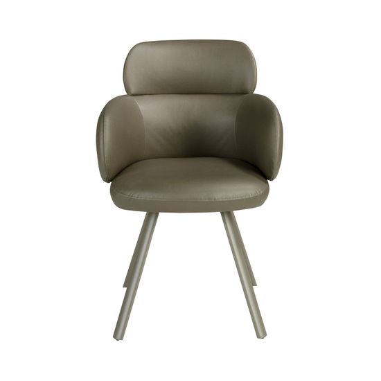 Поворотное кресло 4202 из экокожи оливково-зеленого цвета