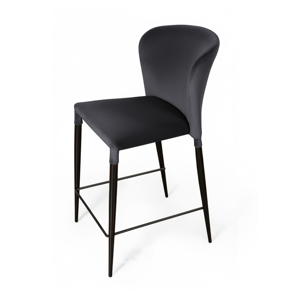 Стул полубарный Albert, бархат серый 27 /опора конус