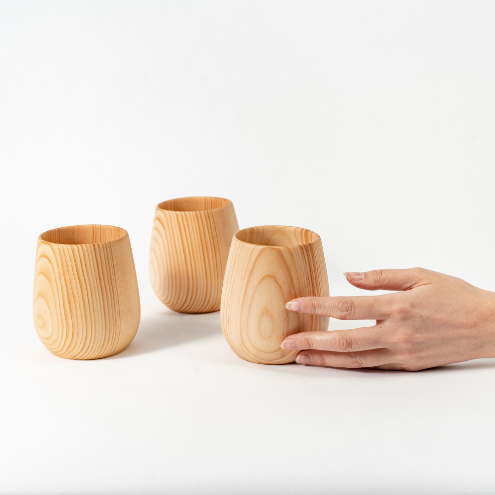 Набор деревянных стаканов из древесины кедра для напитков 3 шт. NC36