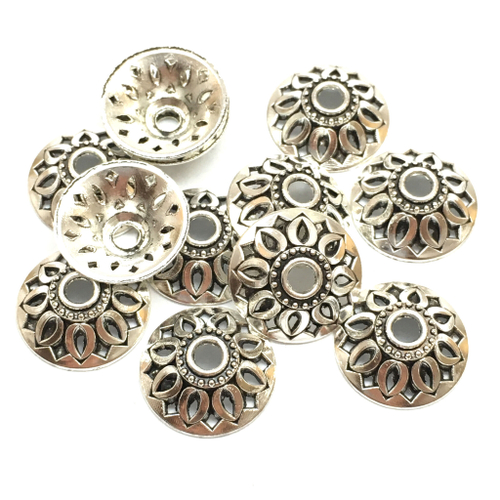 Шапочки "Солнце" 14х5 мм, под серебро