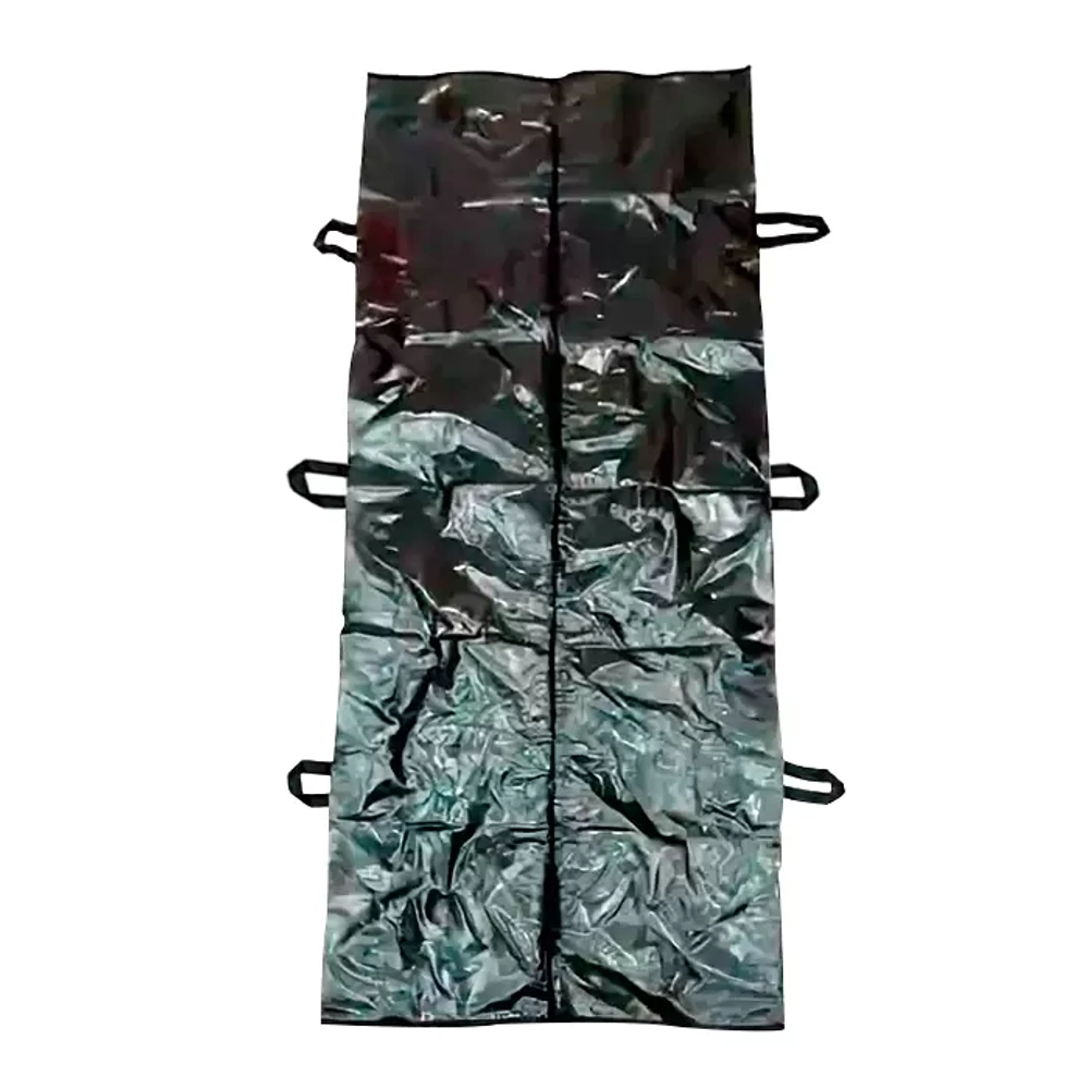 Мешок патологоанатомический 220х90 см на молнии, 3 пары ручек, плотность 70, черный