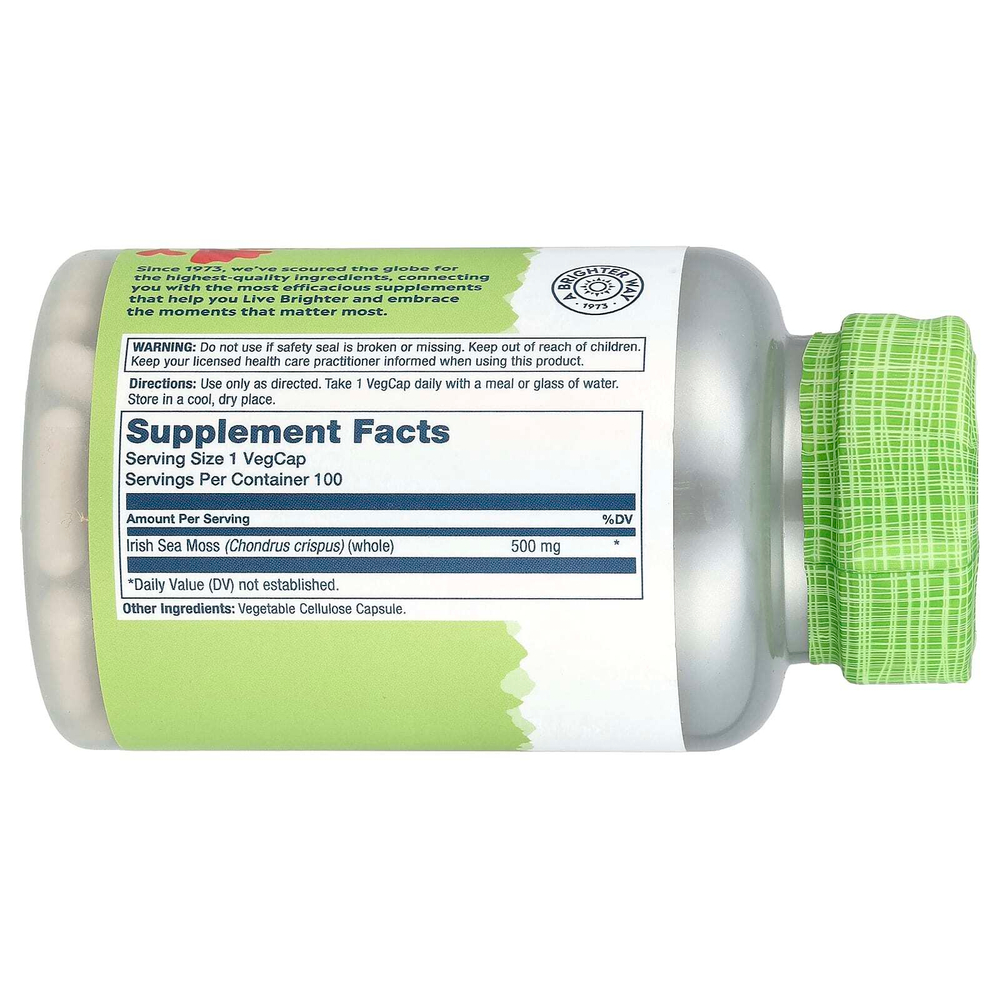 Solaray, True Herbs, ирландский морской мох, 500 мг, 100 вегетарианских капсул