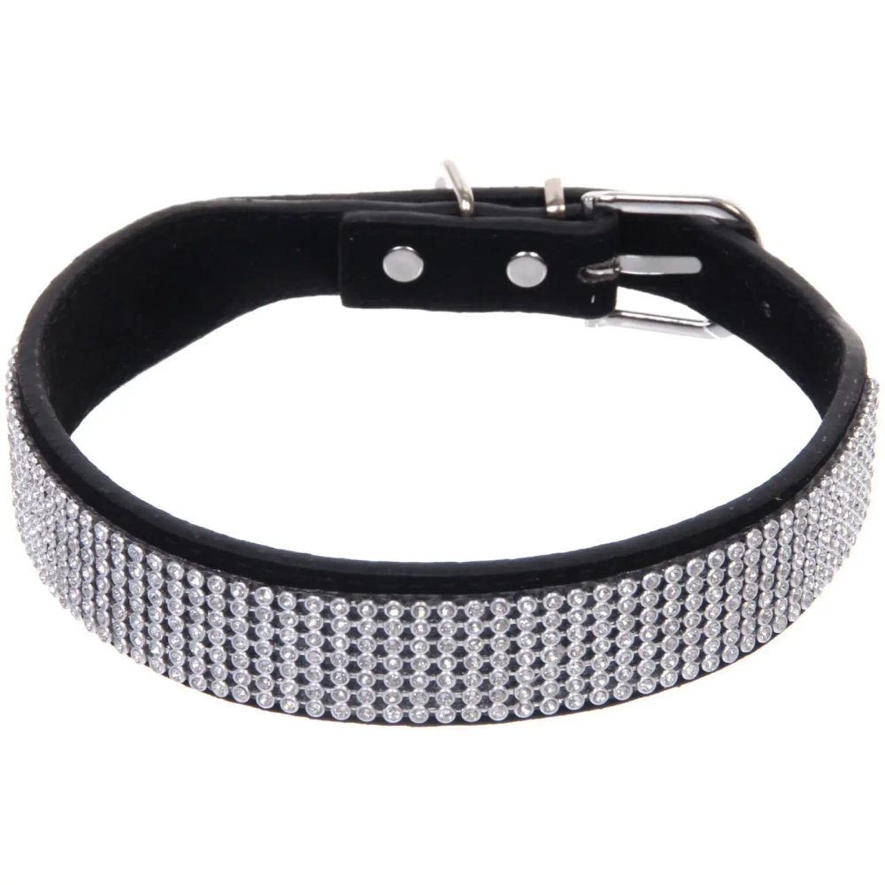 Ошейник для собак и кошек со стразами «#на стиле», цвет черный, 2см, размер L, 39*44см (лейбл)