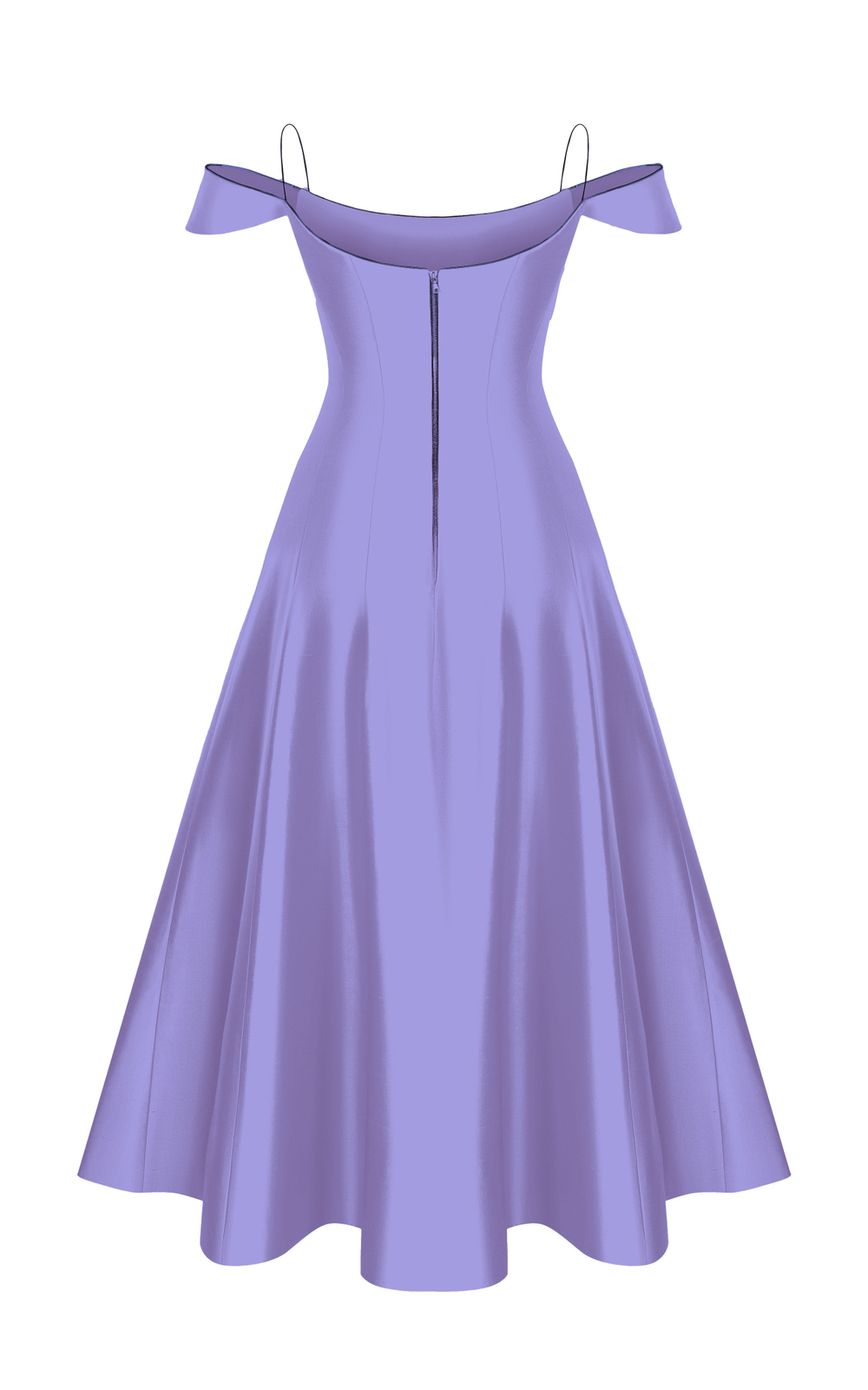 Платье миди корсетное шелковое с открытыми плечами