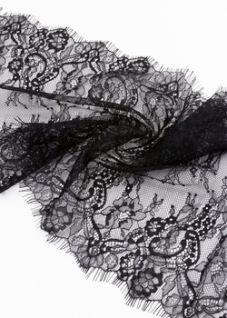 Кружево шантильи черное неэластичное ширина 22 см купон 2.9 м