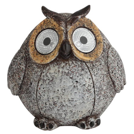 ERAFYS01-08 ЭРА Садовый светильник Сова серая на солнечной батарее, полистоун, 11,5 см