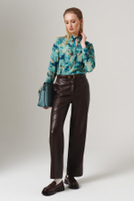 23146 Блузка женская (сине-зеленый принт)