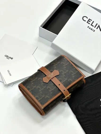 Мешочек для украшений CELINE из холста TRIOMPHE и телячьей кожи